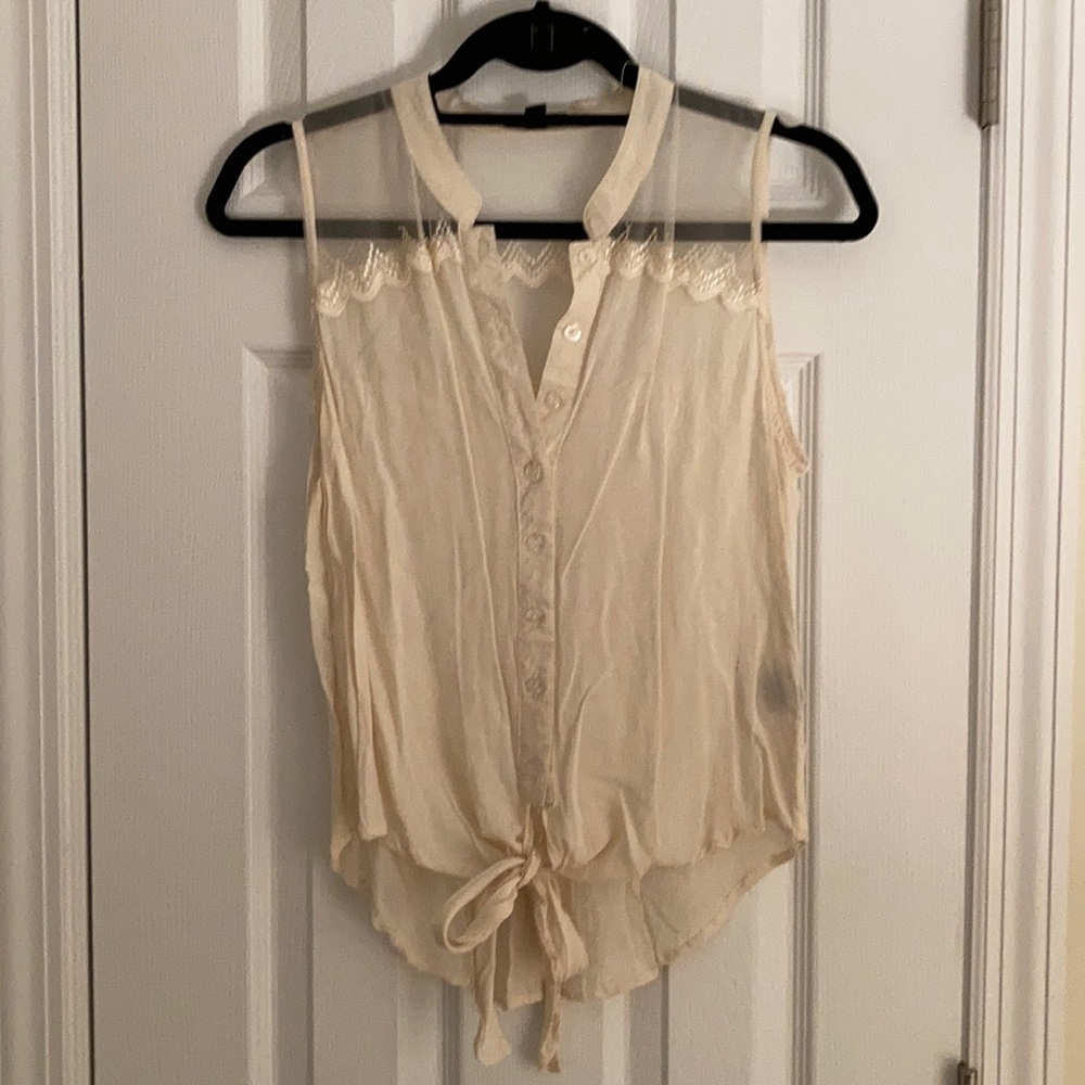 Cream Sleeveless Blouse